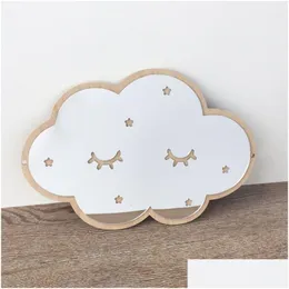 Naklejki ścienne naklejki ścienne Ins Nordic Wooden Crown Cloud Stars Cat Children Acryl Dekoracyjne lustro dekoracja dom