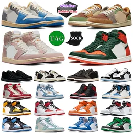 Jumpman 1 1s scarpe da basket Vintage UNC Grigio Solefly Nero Phantom Lost And Found Reverse Mocha Fragment Lucky Green Denim scarpe da ginnastica da uomo scarpe da ginnastica da esterno