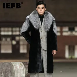 Men's Fur Faux IEFB Fashion Men Trench Coat Contrast Color Warm Handsome Motorcycle Clothing Thick Versatile Loose Woolen 21Z1489 231115