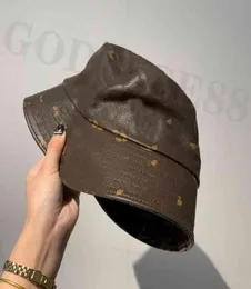 L Brown Bucket Hat Fashion Digner Fisher Leather Buckets Hats Baseball Caps For Men Wo Beanie Casquett Patchwork High Quality Sunh8357431