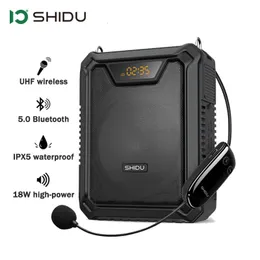 Microfones Shidu 18W Amplificador de Voz Portátil para Professores IPX5 À Prova D 'Água Bluetooth 5.0 Alto-falante com Microfone Sem Fio M808 231116