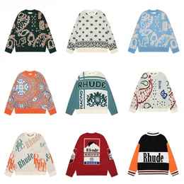 Męskie swetry Kanye666 Fashion Streetwear High Street Paisley haft haftowe swobodne ubranie luźne bawełniane topy pullover bluza Sweter dla mężczyzn 231116