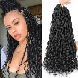 Bogini Locs Włosy Kosząciowe 18 -calowe kręcone boho faux locs włosy z kręconymi końcami wstępnie zapętlona Faux Locs Plejanie włosów syntetyczne przedłużenia włosów