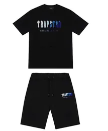 Męskie Trapstar T Shirt Short Rleeve Print Strój Chenille Black Cotton London Streetwear Classic Design 53ess