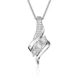 14K Vitt guld 2.0-3.0 CT D Color Oval Cut Four-Claw Lab Created Diamond 3 Stone Pendant Necklace Chain Price