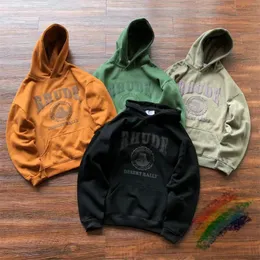 Hoodies dos homens moletom 2023fw Puff Print Rhude Hoodie para homens mulheres 1 alta qualidade pullovers de lã de grandes dimensões 231116