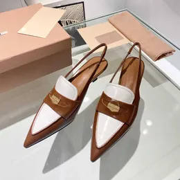 designer Nya damsandaler Mius slides Spetsiga katthälsandaler 2023 Baotou Shallow Heels Franskt modemärke damskor Klackar