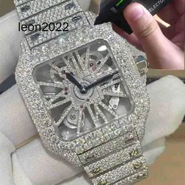 Luxusuhr VVS Diamond Watch Pass Movement Designer Custom Skeleton Silver Moissanit Diamond Automatic Watch Getestet Quartz Top Full Sapphire