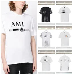 23 Spring/Summer New Men's T-Shirts Lokto-LOGOPRINT, gjord av 230G dubbelsträng 32 Tråd räknar tätt dubbel garn bomullstyg, svart vitt tyg mjukt m-3xl