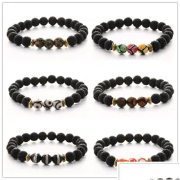 Braccialetti con ciondoli Pietra lavica naturale Colourf Bracciale con perline Fai da te Vulcano Diffusore di olio essenziale per donna Uomo Gioielli Drop Deliv Dhgarden Dhtq8