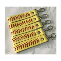 Titanium sporttillbehör läder baseball nyckelring softball rep lanyard halsband för ID -kort mobiltelefon droppleverans sport DH7VS