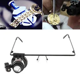 Uhr-Reparatur-Kits Lupe 20-fache Vergrößerungs-Einzellinsen-Brillenlupe mit LED-Licht für Accessores