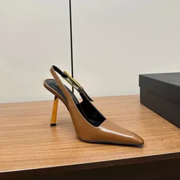 Lee 110 мм Лакированная кожа Туфли с ремешком на пятке золотистые туфли на шпильках с пряжкой Женская мода без шнуровки на высоком каблуке Роскошные дизайнерские туфли для вечеринок заводская обувь