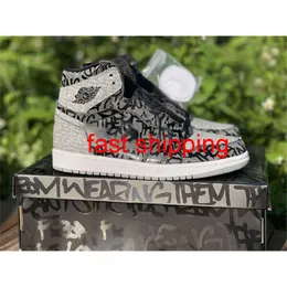 Jumpman 1 2022 Release Authentic 1 High OG Rebellionaire Schuhe Herren Damen Schwarz Weiß Partikel Grau Outdoor Sports Sneakers Ohne Box