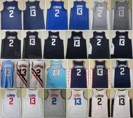 Stitch City Basketball Kawhi Leonard Jersey 2 Paul George 13 Spor Hayranları Derneği için Erkek Takımı Nefes Alabilir İfade Renk Nakış Saf Pamuk Gömlek Satış