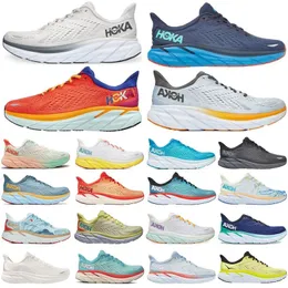 Hoka Bondi Clifton 8 Koşu Ayakkabısı Eğitmenler Açık Sneakers Mavi Sis Fiesta Beyaz Siyah Bir Turuncu 2022 Kadın Erkek Düşük 36-45