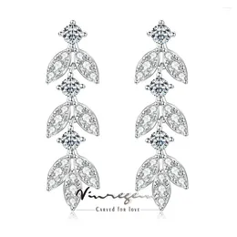 Dangle Earrings Vinregem Gra 3Ex VVS1 D Real Moissanite Diamonds Gems Tassel Drop for Women