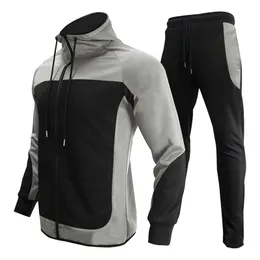 Roupa de corrida Roupa esportiva Men 2pcs Jogger conjuntos de moletom moletom com capuz zip calças esportivas de terno esportivo Chandal Hombre