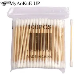 Cotton Swab 100pcs Double Head Cotton Swab Wooden Sticks Cotton Swab Microbrush Disposable Cotton Buds For Beauty Makeup Nose Ears CleaningL231116