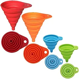 Other Kitchen Tools 4 Piece Food Grade Silicone Funnel Set Collapsible Gadgets Accessories For Filling Water Bottles Liquid Transfer 231116