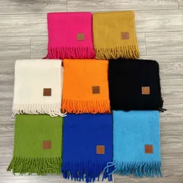 Designer scarf for women men luxury Scarves LOEWE Women's Winter Warm Wool Blended Solid Fringe tassel Scarf