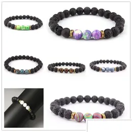 Braccialetti con ciondoli Nuovi stili Pietra lavica Arcobaleno Bracciale con perline Fai da te Diffusore di olio essenziale per donna Uomo Gioielli Consegna di goccia Reggiseno gioielli Dh3Q6