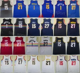 Stitch City Basketbol Michael Porter Jr Jersey 1 Erkek Jamal Murray 27 Spor Hayranları Derneği için Kazandı Takım Nefes Alabilir Siyah Mor Beyaz Kırmızı Donanma Renk