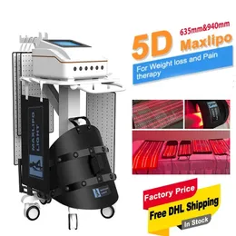 650nm 940nm 5D Lipo Laser Máquina de emagrecimento MAXlipo Alívio da dor Queima de gordura da pele Cuidados profundos Equipamento de beleza em forma de corpo com 5 almofadas de tratamento a laser