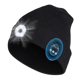 Berretto LED con luce Unisex Ricaricabile Wireless Bluetooth 5.0 Cuffie con cuffia intelligente Cappello invernale lavorato a maglia con illuminazione notturna