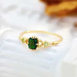 Cluster Rings Lamoon Vintage Natural Aventurine Olivine Green Stone 925 Sterling Silver Gold Plated Gemstone Ring Fine Jewelry RI222