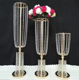 4pcs أكريليك كريستال زفاف الطريق الرصاص زهرة الوقوف Candlestick محور الحدث لحفل الزفاف مستلزمات الزفاف