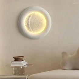 Wall Lamp Round Moon LED Light 3 Changeable Dimmable Sconce Drop Art Deco For Bedroom Foyer Aisle Restaurant Resin