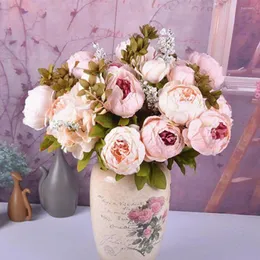 Dekoracyjne kwiaty wystrój ślubny DIY Home Garden Fake Flower Rose Artificial Peony Camellia