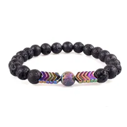 Charme Pulseiras Natural Vulcânica Lava Pedra Essential Oil Difusor Pulseiras Bangle Cura Nce Yoga Ímã Seta Beads Brac Dhgarden Dhlim