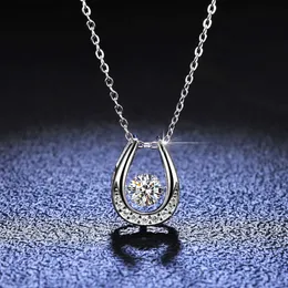 18Inch Link Chain Sterling Silver Claw Setting Round 5.0MM Moissanite Pendant Dancing Diamond Snowflake Necklace