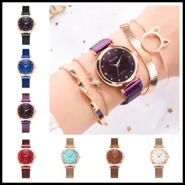 Wristwatches Luxury Women's Bracelet Stone Watch Female Magnet Buckle Simple Casual Flower Dial Alloy Mesh Belt Quartz