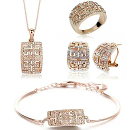 Bröllopsmycken uppsättningar Design Goldcolor Austria Crystal Set för kvinnor 231116