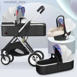 Barnvagnar nr 3 i 1 baby barnvagn fällbar sit och ligger i båda riktningarna baby vagn Hög landskapschockschocker Nyfödd baby pram Q231116