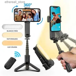 Стабилизаторы EARDECO Gimbal Stabilizer Selfie Stick Штатив с заполняющей подсветкой Беспроводной Bluetooth для IPhone Сотовый телефон Смартфон Q231116