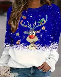 Kadın Sweaters Sonbahar ve Kış Noel Elk Baskı Raglan Sweater Kadınlar Sıradan Uzun Kollu Yuvarlak Boyun Kazak Kadınlar XXS6XL 231116