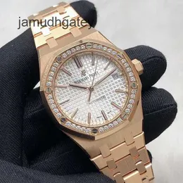 AP Swiss Luxury Watch Women's Watch Royal Oak Series 34mm Diametrar 18K Rose Gold Original Diamond Automatic Machinery Women's Watch Luxury Watch 77351or.zz.1261or.01