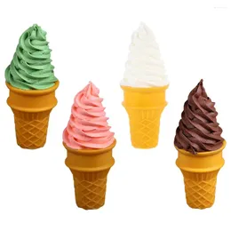 Party Decoration 4 PCS Kids Camping Toys Play Kitchen Fake Ice Cream Cupcake Toppers Simulation Food Cone Decorating Shop Simulated Model