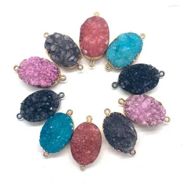 Naszyjniki wisiorek Wykwintne naturalne owalne kryształowe złącze podwójnej dziury biżuteria mody na majondarz bransoletka