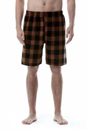 Wholesale men's fashion home pajama pants knee length pants flannel plaid shorts