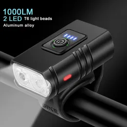 Bike Lights BK02 Light USB Rechargeable T6 LED Bicycle 6 Modes MTB Flashlight Headlight for Cycling Front Lamp 231115