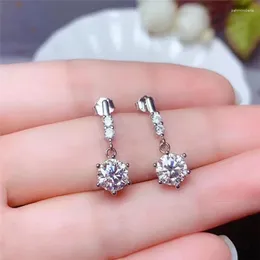 Dangle Earrings Huitan Delicate Round CZ Pendant For Bridal Wedding Silver Color Novel Design Modern Women's Jewelry