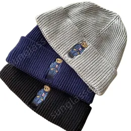 Ralphs Designers runde Beanie-Mütze in Top-Qualität, luxuriöse Mode für Damen und Herren, Polo-Bär, Stickerei, Strick-Manschettenmütze, Wintermütze