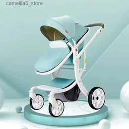 Barnvagnar# 2023 Ny babyvagn 2 i 1 lyxig babyvagn Högt landskapsresande barnvagn vikande nyfödd barnvagn vagn presschag q231116
