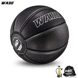 Bollar Wade 7# Original mjukt PU -läder för inomhus/utomhushög elasticitet Vuxen basketboll Ball Black Classic Ball 231115