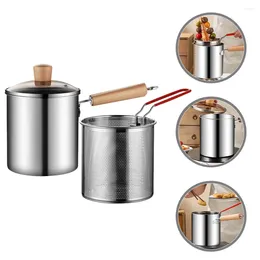 Pannor Användbar köksredskap Deep Fryer Pot Food Cooking Portable induktion Hob Basket Wok Milk Cooker Frying Kök